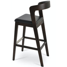 Bar Stool Gems Table & Bar Stools Barclay Industrial | Wood Base | Faux Leather Seat | Kitchen Bar Stool in Black