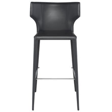 Nuevo Bar Stools Dark Grey Nuevo Wayne Leather Bar Stool Leather Clad Legs