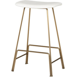 Nuevo BARSTOOL Counter Height 26.5" / White Leather / Polished Gold Nuevo Kirsten Bar Stool