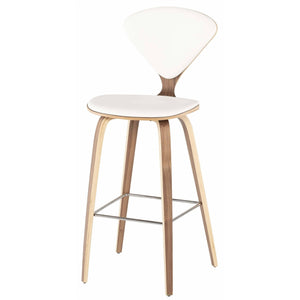 Nuevo Counter Stools Bar Height / White Leather Nuevo Satine Leather Counter Stool Walnut Frame