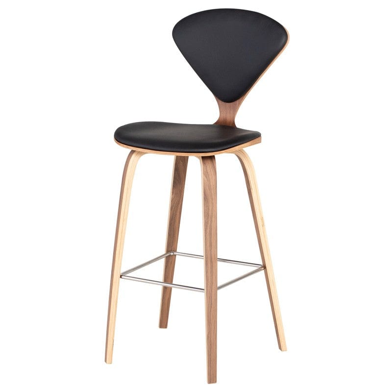 Nuevo Counter Stools Counter Height / Black Leather Nuevo Satine Leather Counter Stool Walnut Frame