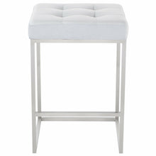 Nuevo Counter Stools Ice Blue Velour Seat Brushed Stainless Frame CHI VELOUR COUNTER STOOL