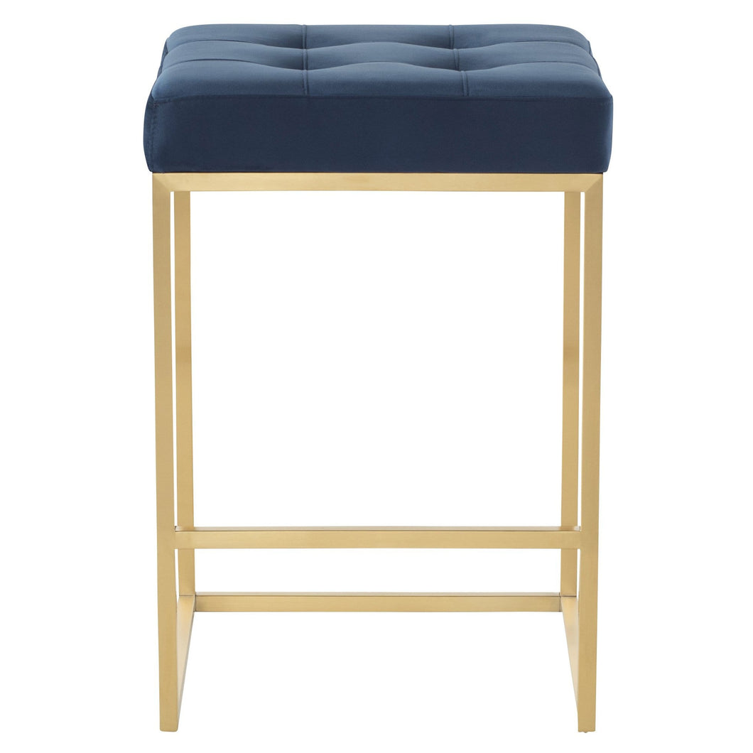 Nuevo Counter Stools Peacock Velour Seat Brushed Gold Frame CHI VELOUR COUNTER STOOL