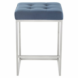 Nuevo Counter Stools Peacock Velour Seat Brushed Stainless Frame CHI VELOUR COUNTER STOOL