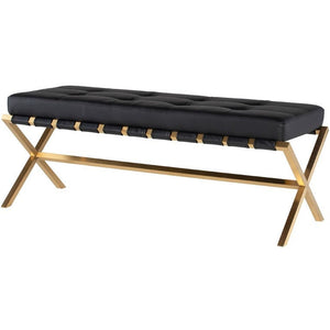 Nuevo Occasional Bench 47.3" Black/Brushed Gold Nuevo Auguste Occasional Bench