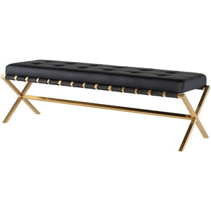 Nuevo Occasional Bench 59" Black / Brushed Gold Nuevo Auguste Occasional Bench